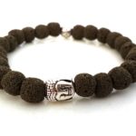 Βραχιόλι με χάντρες λάβας, Buddha, χακί