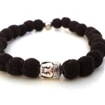Βραχιόλι με χάντρες λάβας, Buddha, μαύρο