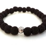 Βραχιόλι με χάντρες λάβας, μαύρο