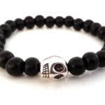 Wooden bracelet, Skull, μαύρο