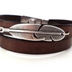 Δερμάτινο βραχιόλι, Feather, καφέ