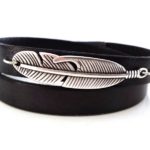 Δερμάτινο βραχιόλι, Feather, μαύρο