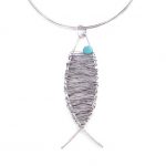 Boho blue Wired collar, Fish