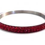 Ατσάλινο βραχιόλι με στρας, κόκκινο