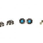 Boho blue studs set, Elephant