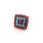 Beaded square ring, κόκκινο-γαλάζιο