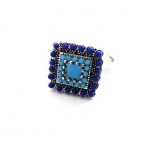Beaded square ring, μπλε-γαλάζιο