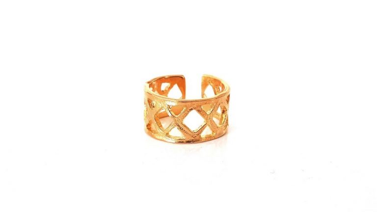 Bronze cast ring with X design.