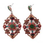 Mandala earrings, Rhombus, μπεζ-καφέ