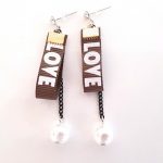 Love ribbon σκουλαρίκια, χακί