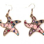 Σκουλαρίκια ethnic, Starfish, ροζ