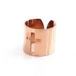 Cross steel ring, ροζ χρυσό