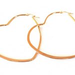 Ατσάλινα σκουλαρίκια κρίκοι Heart, large, ροζ χρυσό
