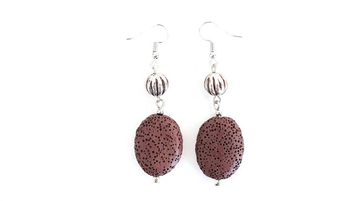 Hanging earrings with volcanic stones