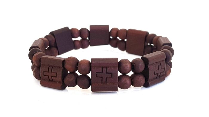 Men's bracelet made of wood with cross
