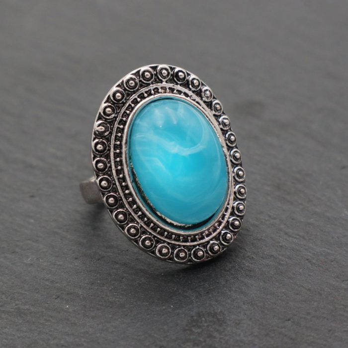 Boho δαχτυλίδι με γαλάζια πέτρα