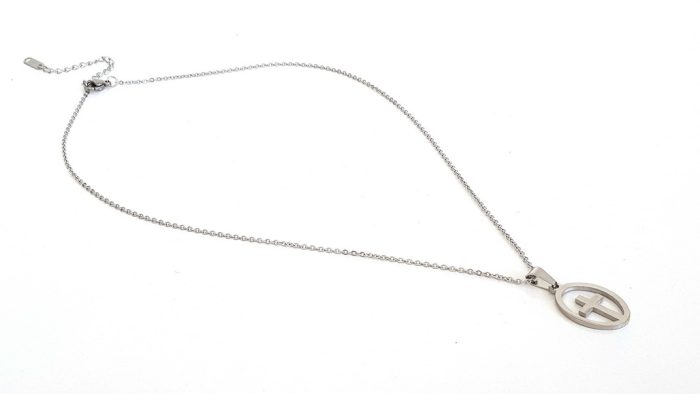 Short steel necklace with cross