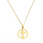 Κοντό ατσάλινο κολιέ με σταυρό