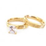 Σετ ατσάλινα δαχτυλίδια με μονόπετρο