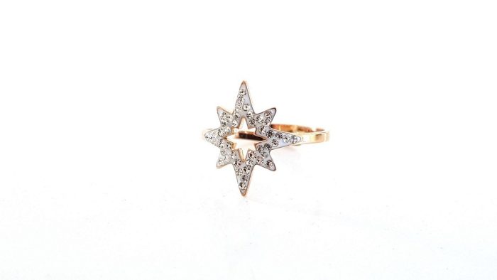 Steel ring with rhinestone