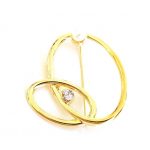 Μεταλλική καρφίτσα με πέρλα και στρας