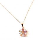 Κοντό ατσάλινο κολιέ με χρωματιστές πέτρες