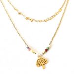 Κοντό ατσάλινο διπλό κολιέ με δέντρο της ζωής