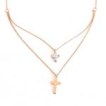 Κοντό ατσάλινο κολιέ με σταυρούς