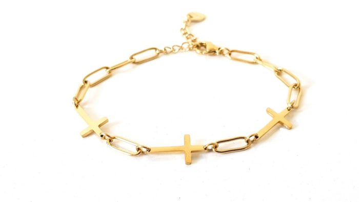 Steel bracelet with crosses
