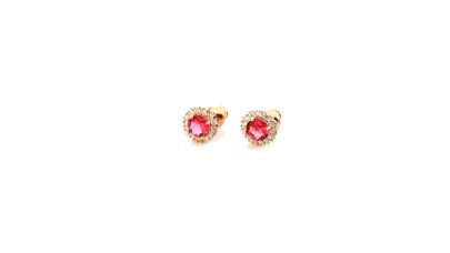 Καρφωτά σκουλαρίκια με ροζ στρας