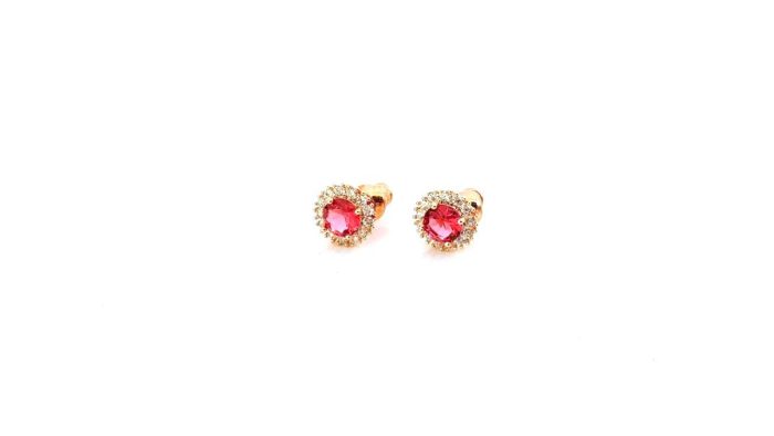 Καρφωτά σκουλαρίκια με ροζ στρας