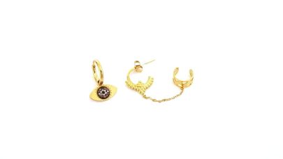 Σετ 3 ατσάλινων σκουλαρικιών με ear cuff