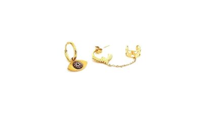Σετ 3 ατσάλινων σκουλαρικιών με ear cuff