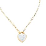 Κοντό ατσάλινο κολιέ με καρδιά