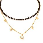 Κοντό διπλό ατσάλινο κολιέ με αστεράκια