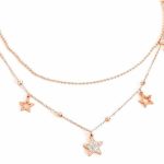 Κοντό διπλό ατσάλινο κολιέ με αστεράκια