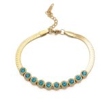 Ατσάλινο βραχιόλι με πλακέ αλυσίδα και κρυστάλλινες χάντρες