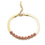 Ατσάλινο βραχιόλι με πλακέ αλυσίδα και κρυστάλλινες χάντρες