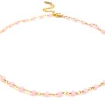 Ατσάλινο κολιέ με ροζ χάντρες