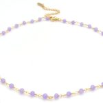 Ατσάλινο κολιέ με μωβ-λιλά χάντρες