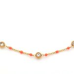 Ατσάλινο κολιέ με κοραλί σμάλτο