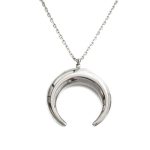 Μακρύ ατσάλινο κολιέ με φεγγάρι