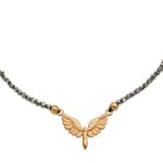 Κολιέ με χάντρες και ατσάλινα φτερά