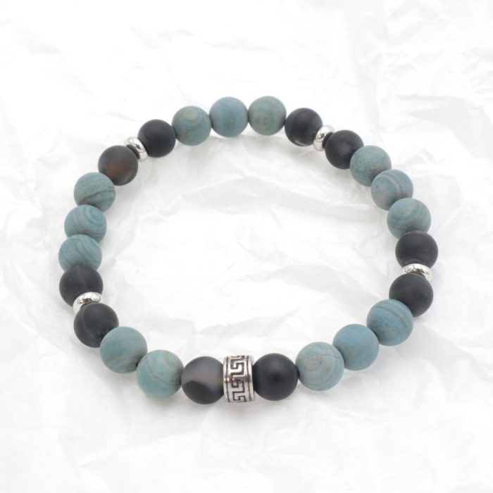 Steel bracelet with agate beads