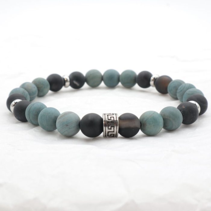 Steel bracelet with agate beads