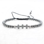 Μακραμέ βραχιόλι με χάντρες αιματίτη