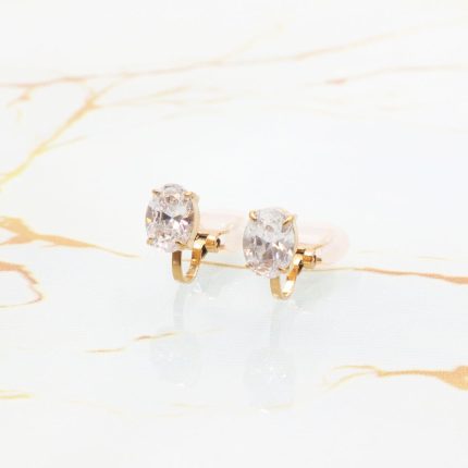 Ατσάλινα σκουλαρίκια με κλιπ μικρά με κρύσταλλο