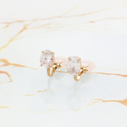 Ατσάλινα σκουλαρίκια με κλιπ μικρά με κρύσταλλο