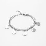 Διπλό ατσάλινο βραχιόλι με φλουριά