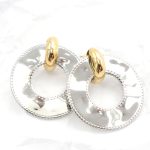 Ατσάλινα σκουλαρίκια με συνδυασμό χρυσού και ασημί χρώματος
